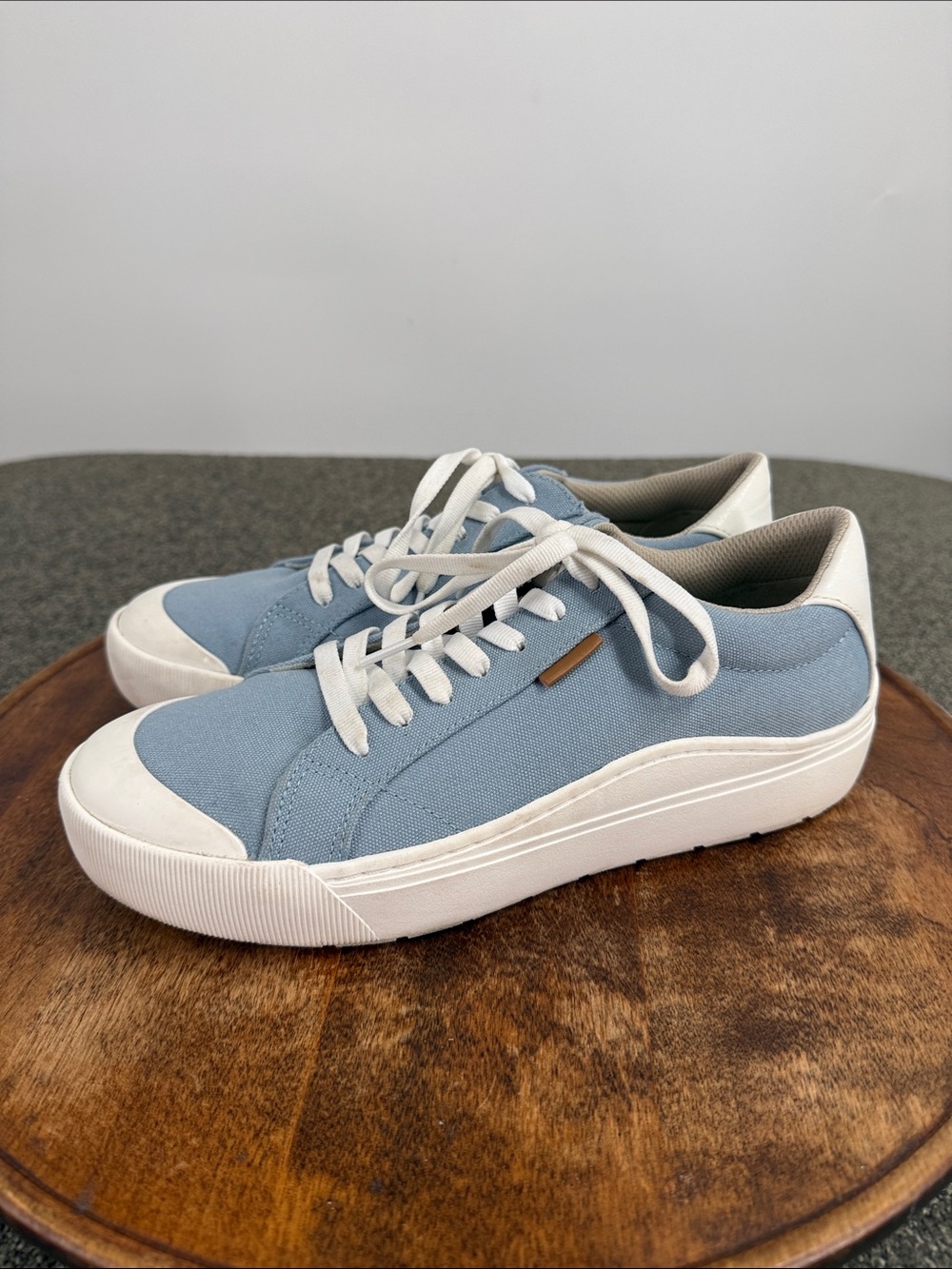 Dr Scholl's Shoes Wm 9 M Time Off Casual Light Blue Canvas Sneakers Comfort